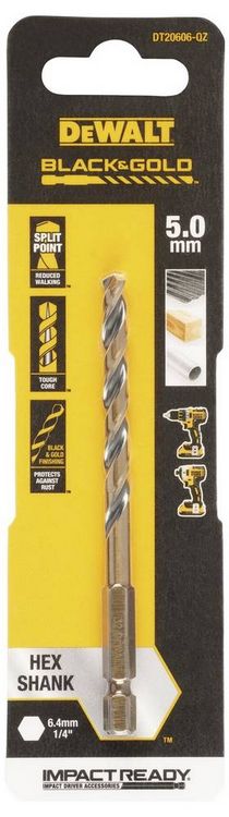Produktbild: DEWALT DT20606-QZ HSS-G Metall-Spiralbohrer 1 St&uuml;ck 5 mm Gesamtl&auml;nge 95 mm korrosionsgesch&uuml;tzt Sechskant 1 St.