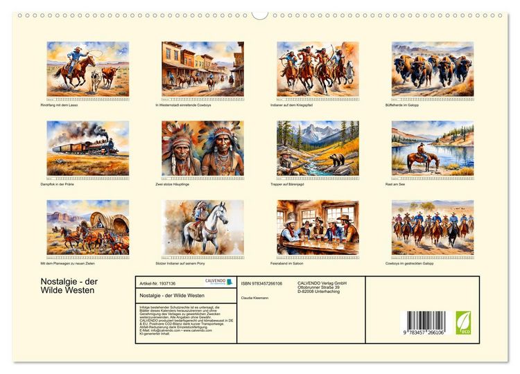 Produktbild: Nostalgie - der Wilde Westen (hochwertiger Premium Wandkalender 2026 DIN A2 quer), Kunstdruck in Hochglanz