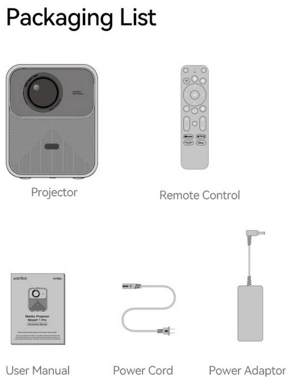 Produktbild: Wanbo Beamer Mozart 1 Pro LED 1200 ANSI-Lumen 1920 x 1080 Full HD Integrierter Lautsprecher, Autofokus, mit Fernbedienung, WLAN