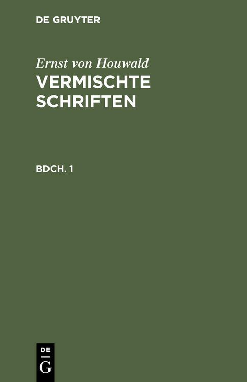 Produktbild: Ernst von Houwald: Vermischte Schriften. Bdch. 1