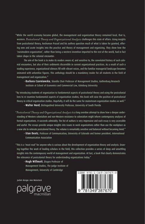Produktbild: Postcolonial Theory and Organizational Analysis: A Critical Engagement