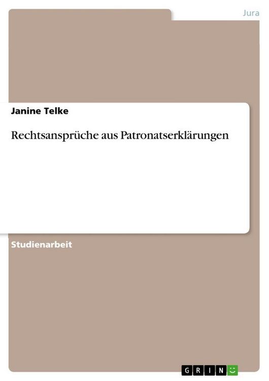 Produktbild: Rechtsanspr&uuml;che aus Patronatserkl&auml;rungen