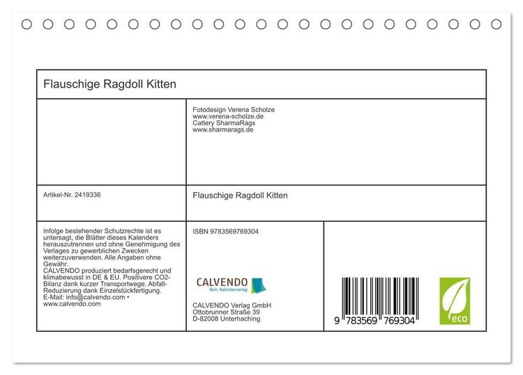 Produktbild: Flauschige Ragdoll Kitten (Tischkalender 2027 DIN A5 quer), CALVENDO Monatskalender