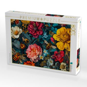 Produktbild: CALVENDO Puzzle Summende Bienen im Blumenbett. | 1000 Teile Lege-Gr&ouml;&szlig;e 64x48cm Foto-Puzzle f&uuml;r gl&uuml;ckliche Stunden