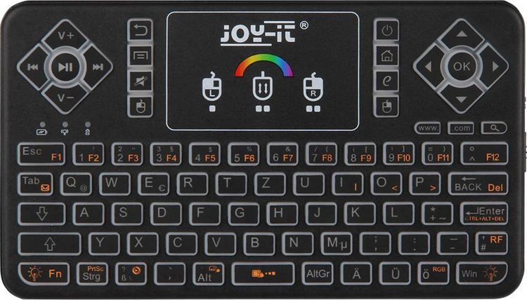 Produktbild: Joy-it TASTAMINI01 Funk Tastatur Deutsch, QWERTZ Schwarz Integriertes Touchpad