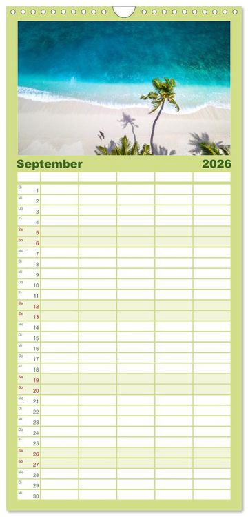 Produktbild: Familienplaner 2026 - Malediven - Wei&szlig;e Str&auml;nde und T&uuml;rkises Meer. mit 5 Spalten (Wandkalender, 21 x 45 cm) CALVENDO