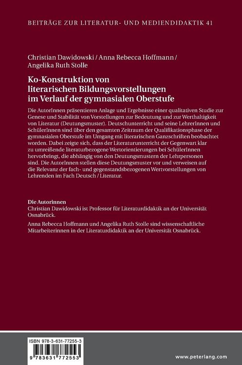 Produktbild: Ko-Konstruktion von literarischen Bildungsvorstellungen im Verlauf der gymnasialen Oberstufe