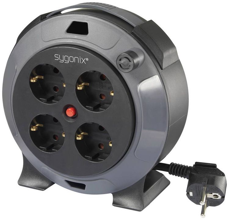 Produktbild: Sygonix SY-5806896 Kabeltrommel 5m Schwarz Schutzkontakt-Stecker