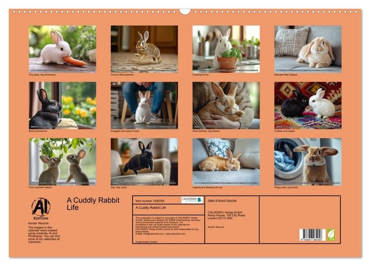 Produktbild: A Cuddly Rabbit Life (Wall Calendar 2026 DIN A2 landscape), CALVENDO 12 Month Wall Calendar