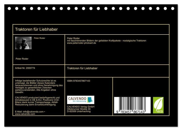 Produktbild: Traktoren f&uuml;r Liebhaber (Tischkalender 2026 DIN A5 quer), CALVENDO Monatskalender
