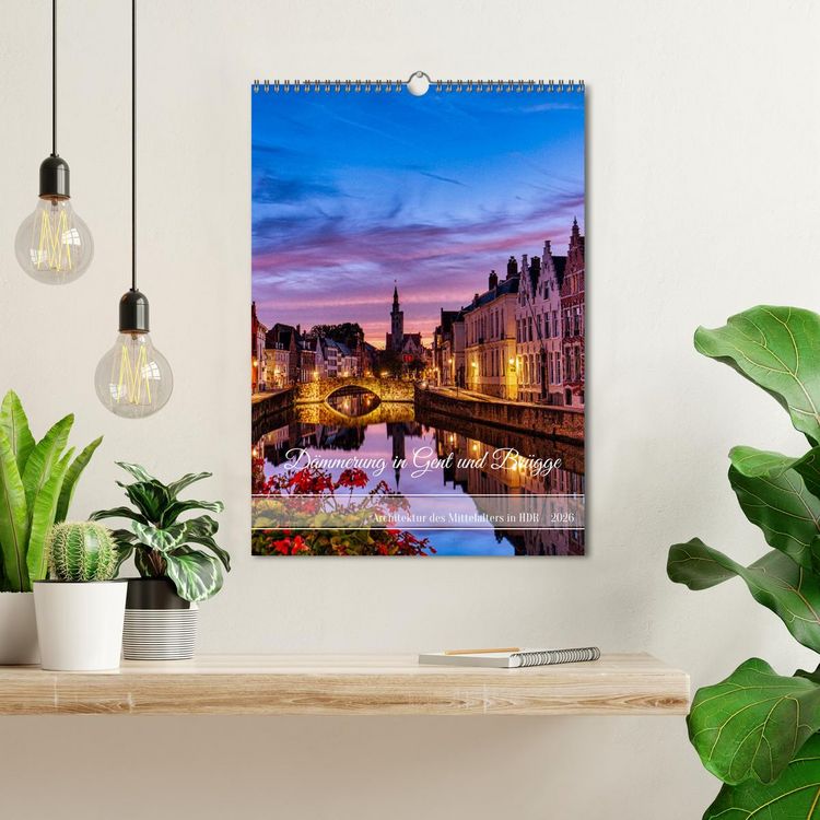 Produktbild: D&auml;mmerung in Gent und Br&uuml;gge (Wandkalender 2026 DIN A3 hoch), CALVENDO Monatskalender