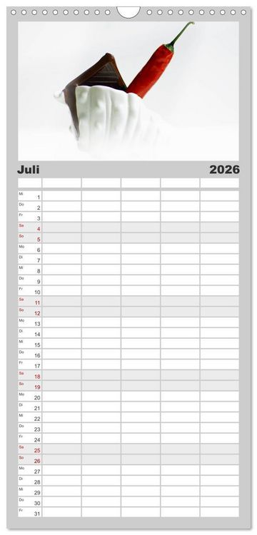 Produktbild: Familienplaner 2026 - Hot Chili K&uuml;chen Kalender mit 5 Spalten (Wandkalender, 21 x 45 cm) CALVENDO