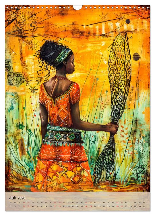 Produktbild: Afrikanische Eleganz - Illustrationen in harmonischen Farben (Wandkalender 2026 DIN A3 hoch), CALVENDO Monatskalender