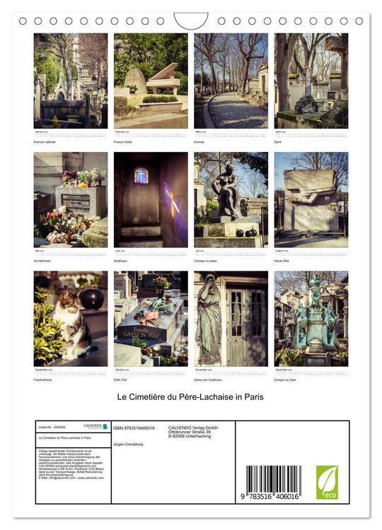 Produktbild: Le Cimeti&egrave;re du P&egrave;re-Lachaise in Paris (Wandkalender 2026 DIN A4 hoch), CALVENDO Monatskalender