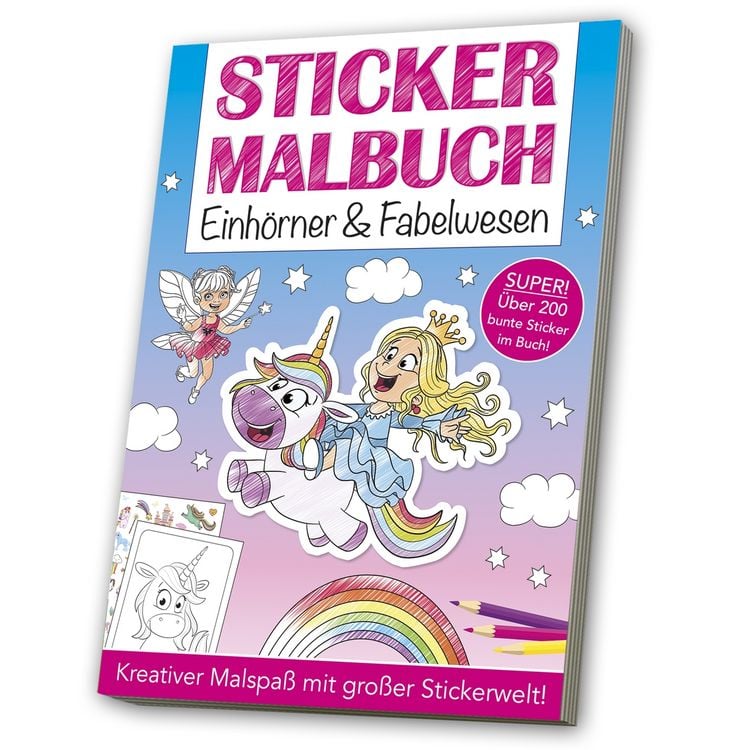 Produktbild: Stickermalbuch: Einh&ouml;rner & Fabelwesen