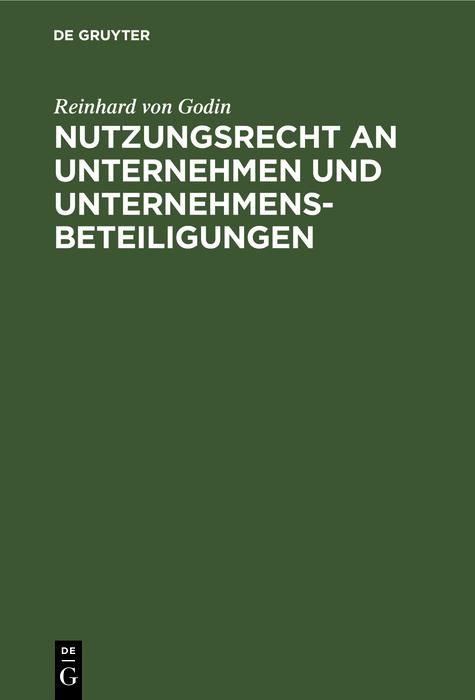 Produktbild: Nutzungsrecht an Unternehmen und Unternehmensbeteiligungen