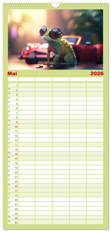 Produktbild: Familienplaner 2026 - Cham&auml;leon-Verwandlungen. Ein Jahr voller Ver&auml;nderungen mit 5 Spalten (Wandkalender, 21 x 45 cm) CALVENDO