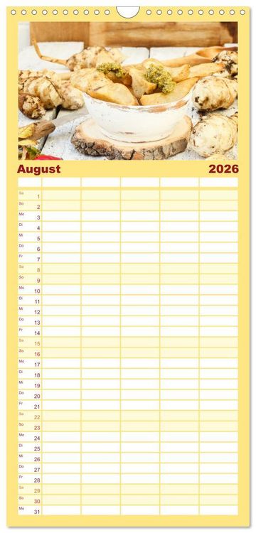 Produktbild: Familienplaner 2026 - K&ouml;stliche Topinambur mit 5 Spalten (Wandkalender, 21 x 45 cm) CALVENDO