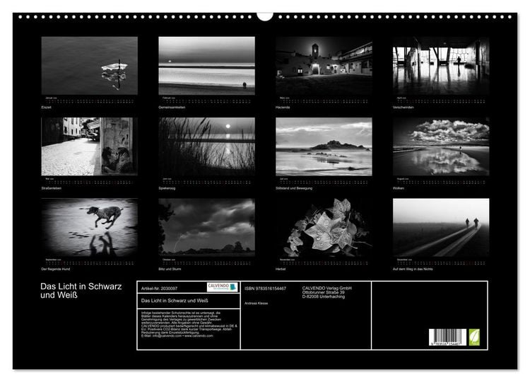Produktbild: Das Licht in Schwarz und Wei&szlig; (Wandkalender 2026 DIN A2 quer), CALVENDO Monatskalender