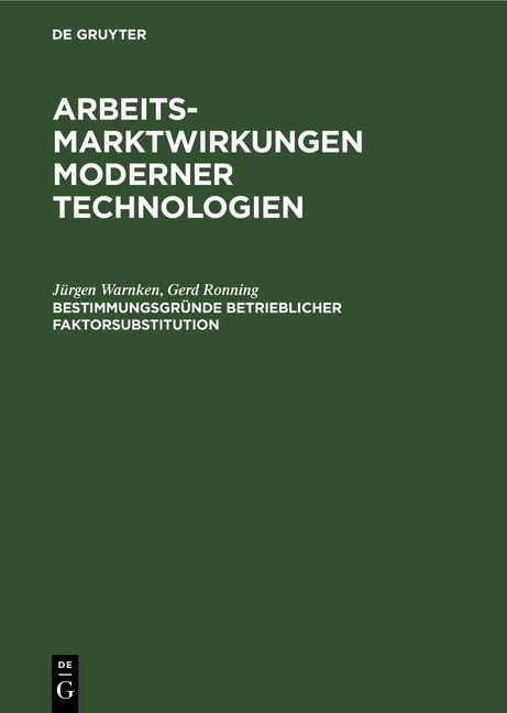 Produktbild: Bestimmungsgr&uuml;nde betrieblicher Faktorsubstitution