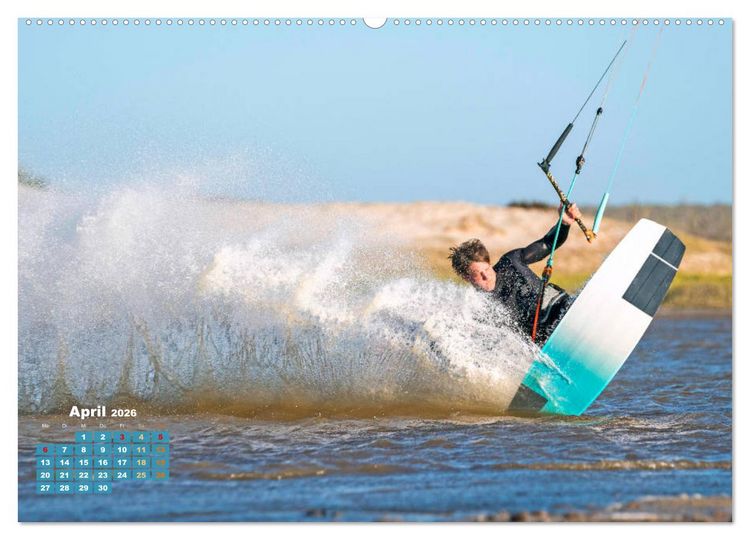 Produktbild: Kitesurfen: Mit Drachen am Meer (Wandkalender 2026 DIN A2 quer), CALVENDO Monatskalender
