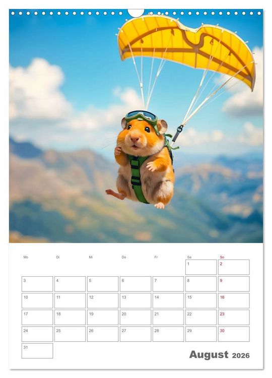 Produktbild: Adventure Hamster - Sportliche KI Hamster pr&auml;sentieren den Abenteuer-Sport (Wandkalender 2026 DIN A3 hoch), CALVENDO Monatskalender