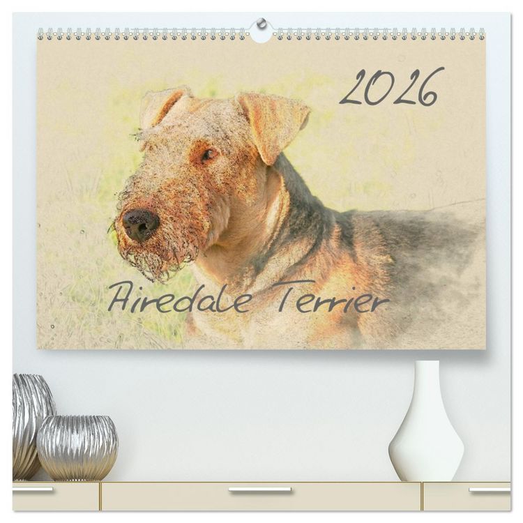 Produktbild: Airedale Terrier 2026 (hochwertiger Premium Wandkalender 2026 DIN A2 quer), Kunstdruck in Hochglanz
