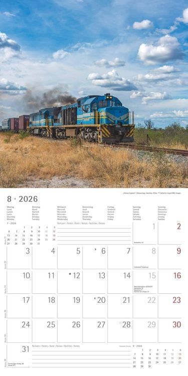 Produktbild: Eisenbahnen 2026 - Broschürenkalender 30x30 cm (30x60 geöffnet) - Kalender mit Platz für Notizen - Steam Engines - Bildkalender - Wandkalender