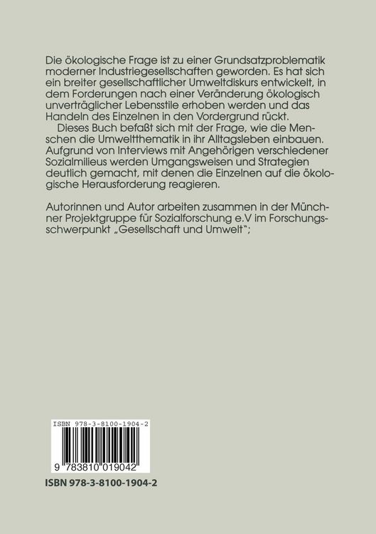 Produktbild: Umweltbewu&szlig;tsein und Alltagshandeln