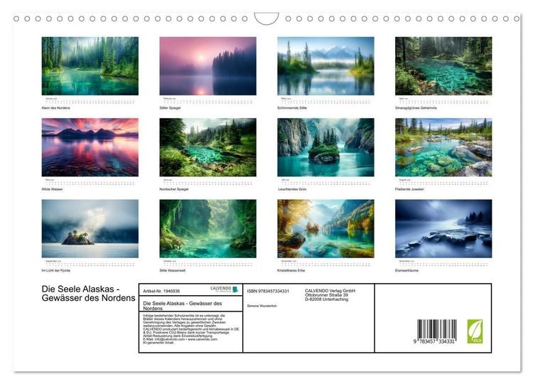 Produktbild: Die Seele Alaskas - Gew&auml;sser des Nordens (Wandkalender 2026 DIN A3 quer), CALVENDO Monatskalender