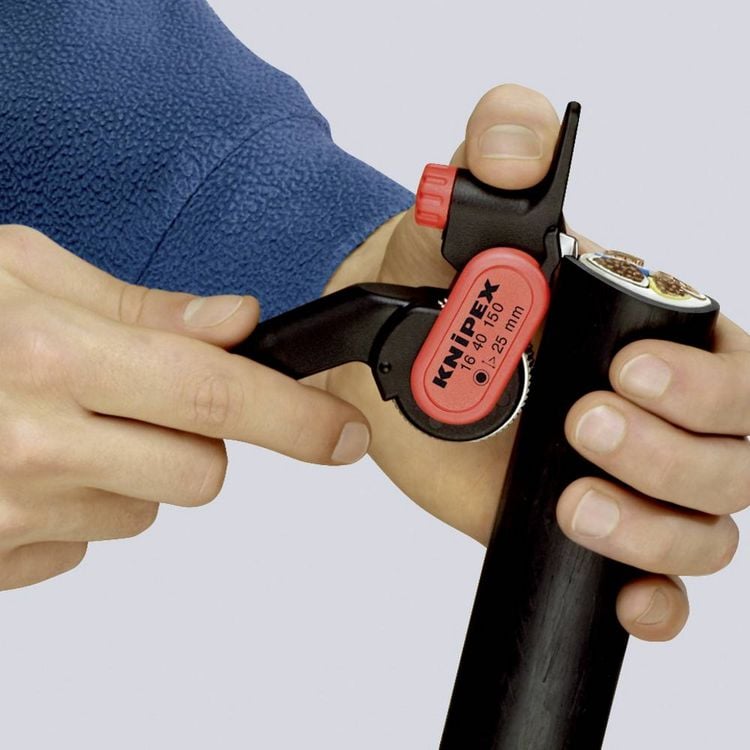 Produktbild: Knipex 16 40 150 Au&szlig;enmantelschneider Geeignet f&uuml;r Rundkabel 25 mm (min)