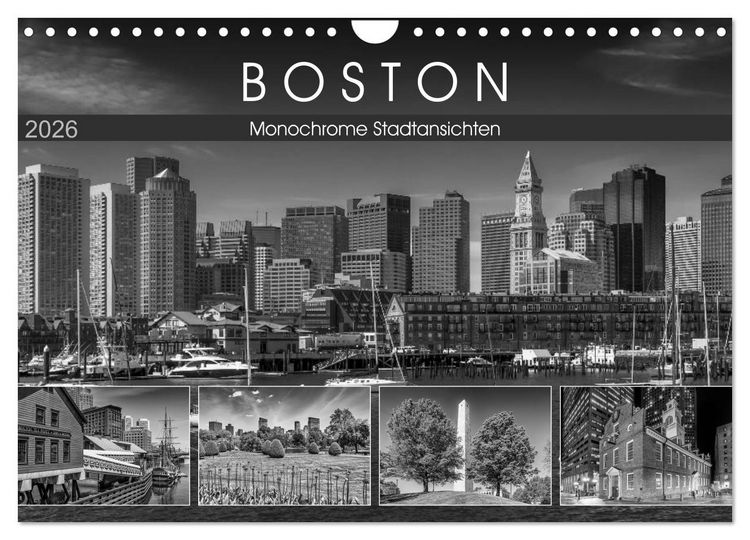 Produktbild: BOSTON Monochrome Stadtansichten (Wandkalender 2026 DIN A4 quer), CALVENDO Monatskalender