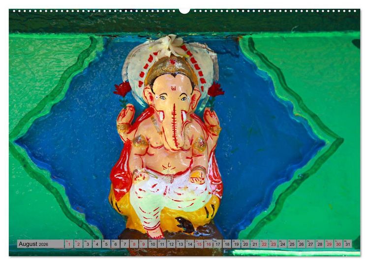 Produktbild: Typisch Indien - Ganesha der Elefantengott (hochwertiger Premium Wandkalender 2026 DIN A2 quer), Kunstdruck in Hochglanz