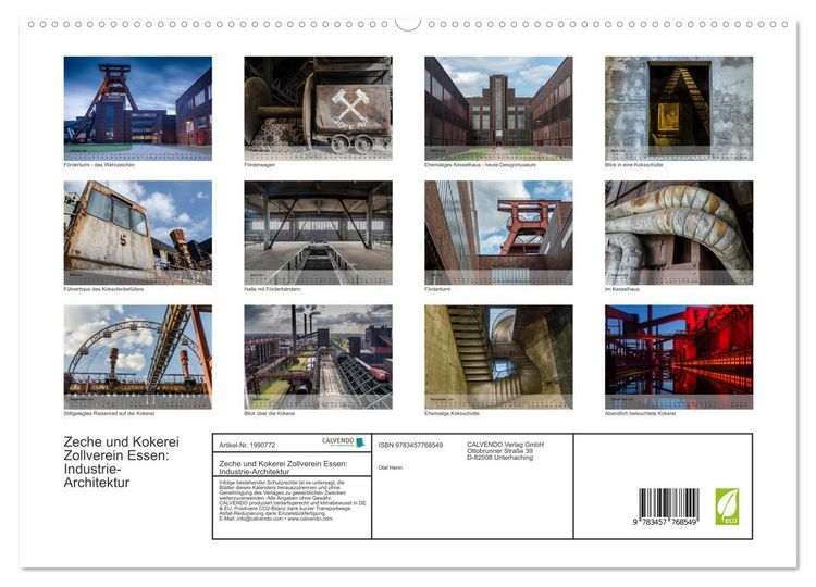 Produktbild: Zeche und Kokerei Zollverein Essen: Industrie-Architektur (hochwertiger Premium Wandkalender 2026 DIN A2 quer), Kunstdruck in Hochglanz