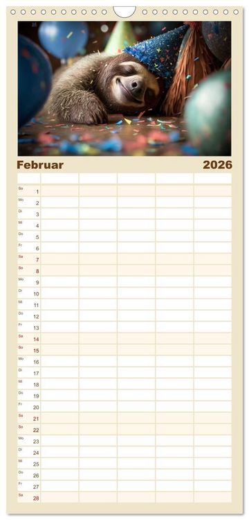 Produktbild: Familienplaner 2026 - Der Kalender f&uuml;r echte Faultiere mit 5 Spalten (Wandkalender, 21 x 45 cm) CALVENDO