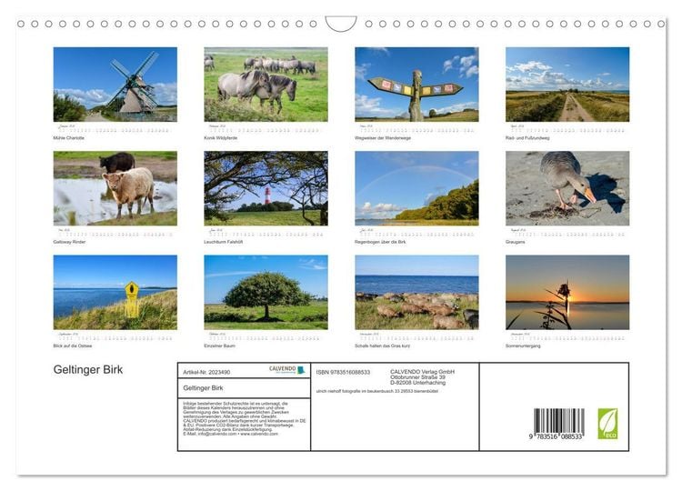 Produktbild: Geltinger Birk (Wandkalender 2026 DIN A3 quer), CALVENDO Monatskalender