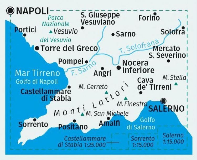 Produktbild: KOMPASS Wanderkarte 682 Penisola Sorrentina, Costiera Amalfitana, Vesuvio, Pompei, Salerno, Sorrento 1:50.000