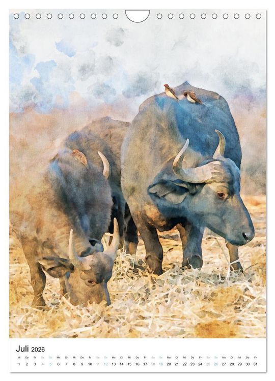 Produktbild: Afrikas Tierwelt - wie gemalt (Wandkalender 2026 DIN A4 hoch), CALVENDO Monatskalender