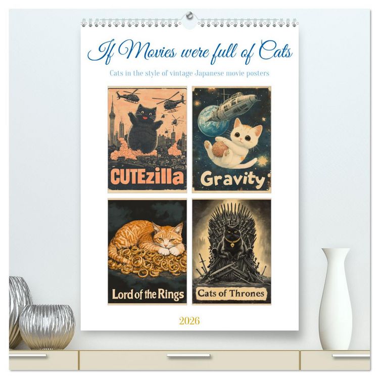 Produktbild: If Movies where full of Cats (High Quality Premium Wall Calendar 2026 DIN A2 portrait),CALVENDO 12 Month Wall Calendar