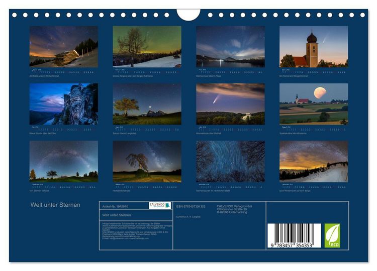 Produktbild: Welt unter Sternen (Wandkalender 2026 DIN A4 quer), CALVENDO Monatskalender