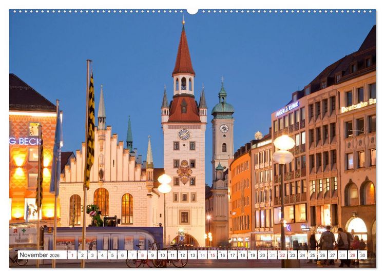 Produktbild: Abend in M&uuml;nchen (hochwertiger Premium Wandkalender 2026 DIN A2 quer), Kunstdruck in Hochglanz