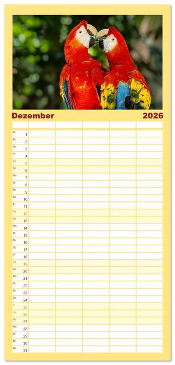 Produktbild: Familienplaner 2026 - Tropische V&ouml;gel Costa Ricas mit 5 Spalten (Wandkalender, 21 x 45 cm) CALVENDO