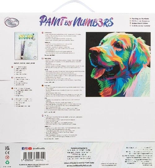 Produktbild: Craft Buddy PBN-3030-017 - Paint by Numbers, Colourful Pup, Bunter Welpe, 30x30cm, Malen-nach-Zahlen
