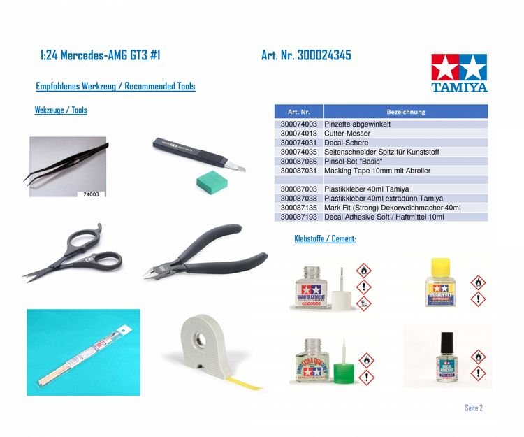 Produktbild: Tamiya 300024345 Mercedes-AMG GT3 #1 Automodell Bausatz 1:24