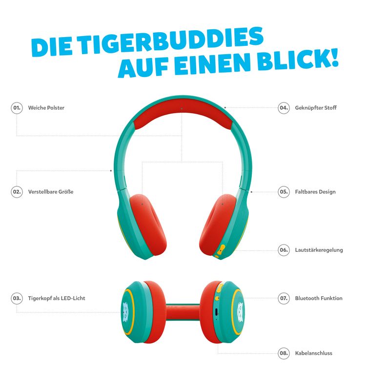Produktbild: Tigerbuddies - Kinder - Kopfh&ouml;rer - Funky Green
