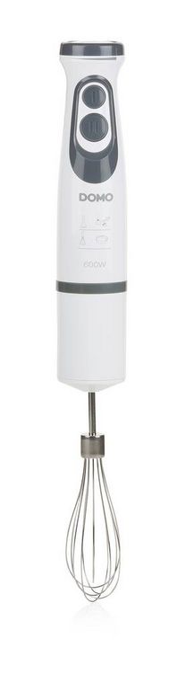Produktbild: DOMO DO1089M Stabmixer 600 W mit Messbecher, Mixstab f&uuml;r Suppen, Schneebesenaufsatz, mit Zerkleinereraufsatz Wei&szlig;