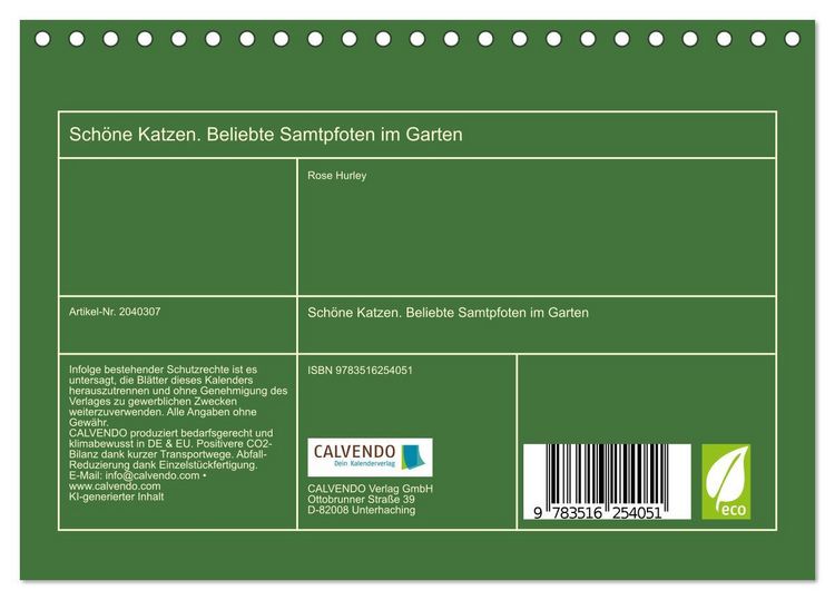 Produktbild: Sch&ouml;ne Katzen. Beliebte Samtpfoten im Garten (Tischkalender 2026 DIN A5 quer), CALVENDO Monatskalender