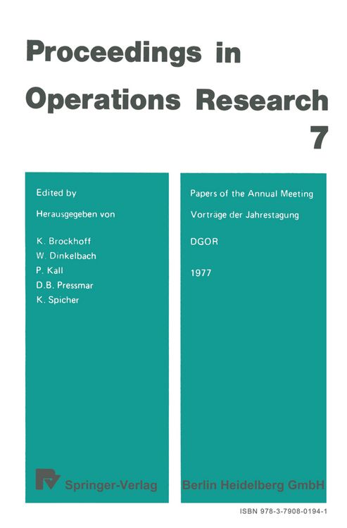 Produktbild: Vortr&auml;ge der Jahrestagung 1977 / Papers of the Annual Meeting 1977 DGOR