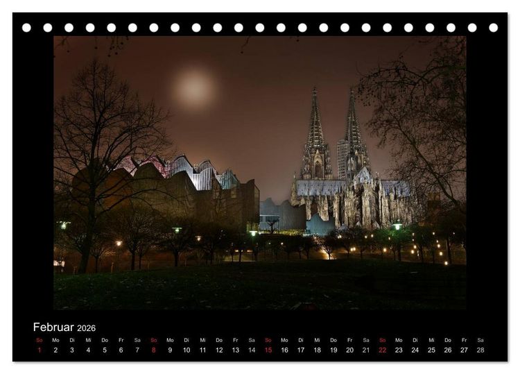 Produktbild: K&ouml;ln &ndash; Nachts 2026 (Tischkalender 2026 DIN A5 quer), CALVENDO Monatskalender