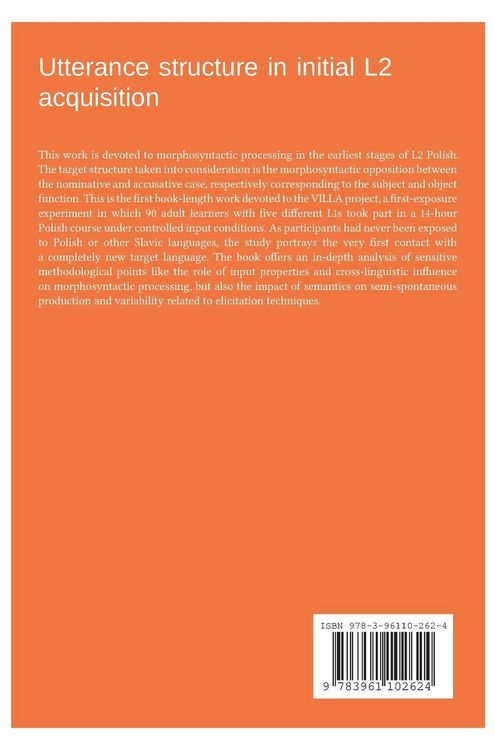 Produktbild: Utterance structure in initial L2 acquisition